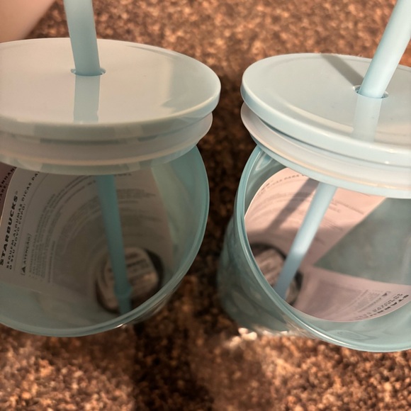 2 Starbucks Holiday 2024 Icey Blue Mottled Luster 18 Oz Glass Cold Cup Tumblers - Picture 4 of 8